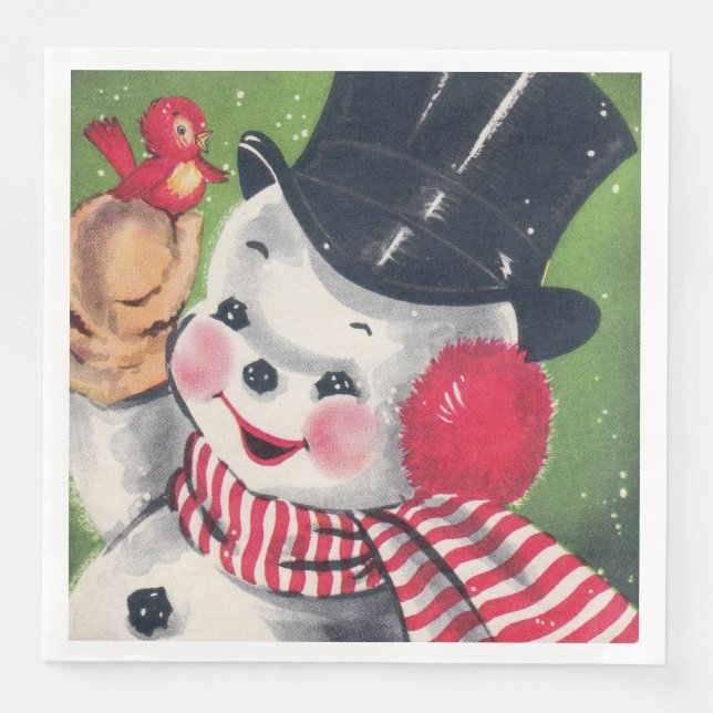 Vintage snowman retro Christmas party plate Napkin (Front)