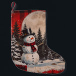 Vintage Snowman Snowy Nights Small Christmas Stocking<br><div class="desc">Vintage Snowman Snowy Nights art. This snowman looks happy in the moonlight on a cold Christmas Eve. I wonder if he comes to life!?</div>