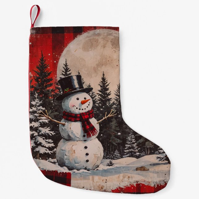 Vintage Snowman Snowy Nights Small Christmas Stocking (Front)