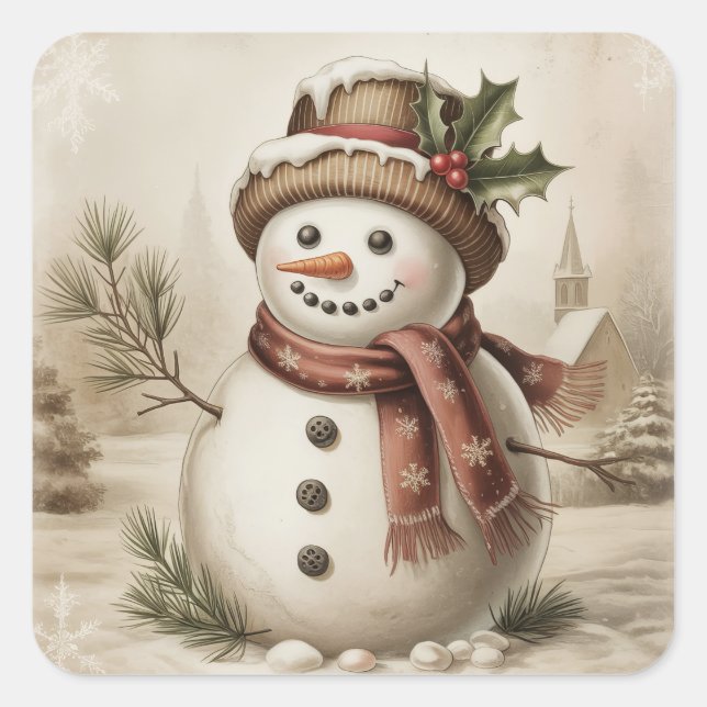 Vintage Snowman Stickers (Front)
