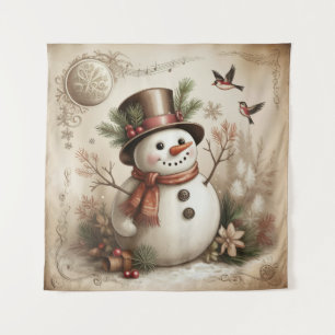 Vintage Snowman Tapestry