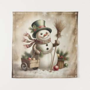 Vintage Snowman Tapestry