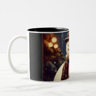 Vintage Snowman Two-Tone Coffee Mug