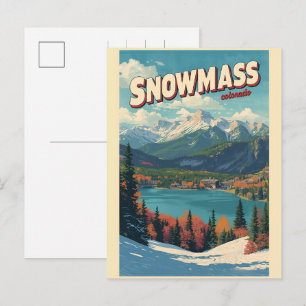 vintage SNOWMASS lake aspen Colorado skiing gift Holiday Postcard