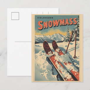 vintage SNOWMASS winter aspen Colorado skiing gift Holiday Postcard