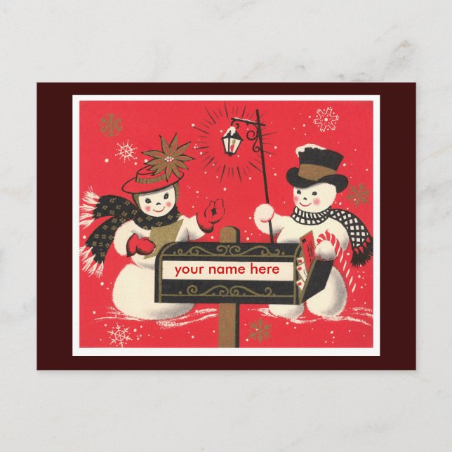 Vintage Snowmen Postcard (Front)