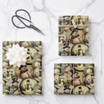 Vintage Snowmen Wonderland Collage Wrapping Paper Sheet<br><div class="desc">The "Vintage Snowmen Wonderland: Collage Wrapping Paper" features a charming and heartwarming design that captures the nostalgia of a bygone era. This exquisite wrapping paper is adorned with a delightful collage of vintage snowmen,  each one unique and full of character.</div>