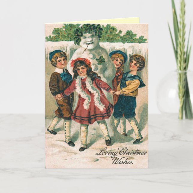 Vintage Snowpeople Christmas Card (Front)