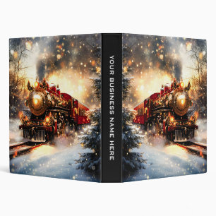 Vintage Snowy Night Christmas Train Express Binder
