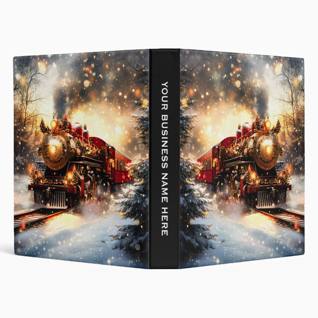 Vintage Snowy Night Christmas Train Express Binder (Background)