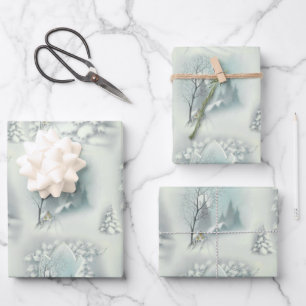 Vintage Snowy Night  Wrapping Paper Sheet