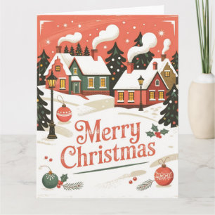 Vintage Snowy Village Christmas  Card