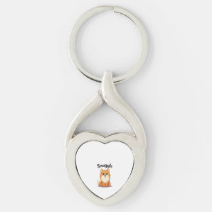 Vintage Snuggle Pomeranian Cute Dog Illustration D Keychain