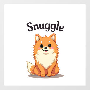 Vintage Snuggle Pomeranian Cute Dog Illustration D Window Cling