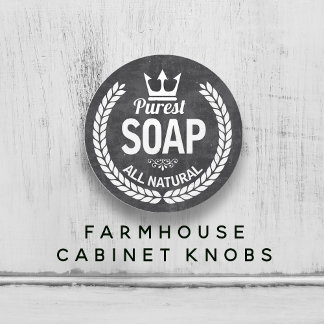 Vintage Soap Logo in Wreath Bathroom Ceramic Knob