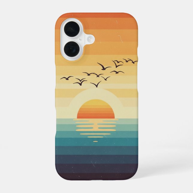 Vintage Soaring Sea Birds iPhone 16 Case (Back)