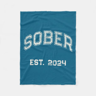 Vintage Sober Est. 2024 Affirmation Sobriety Aa Mo Fleece Blanket