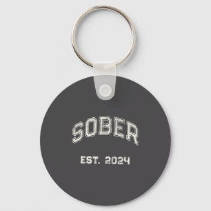 Vintage Sober Est. 2024 Affirmation Sobriety Aa Mo Keychain