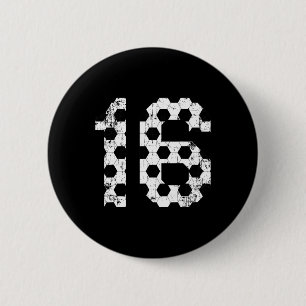 Vintage Soccer 16 Jersey Number  2 Inch Round Button