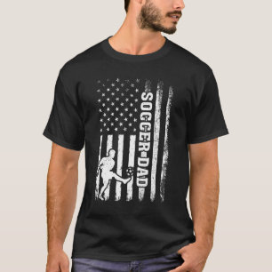 Vintage Soccer American Flag Soccer Dad 4th Of Jul T-Shirt