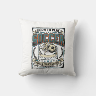 Vintage Soccer Born To Play College Shirt Design_1 Throw Pillow