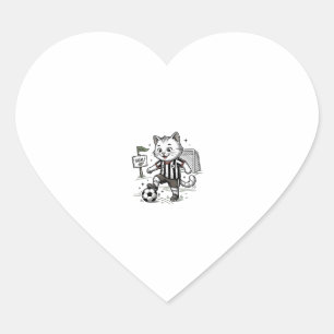 Vintage Soccer Cat Engraving Shirt Design_1 Heart Sticker