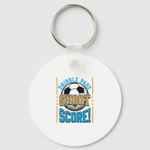 Vintage Soccer Dribble Pass Shoot Score Shirt Desi Keychain