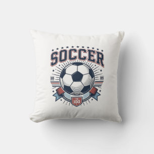 Vintage Soccer Emblem Shirt Design_1 Throw Pillow
