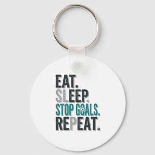 Vintage Soccer Goalie Eat Sleep Stop Goals Shirt_1 Keychain