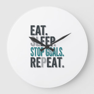 Vintage Soccer Goalie Eat Sleep Stop Goals Shirt_1 Large Clock