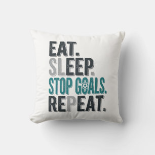 Vintage Soccer Goalie Eat Sleep Stop Goals Shirt_1 Throw Pillow