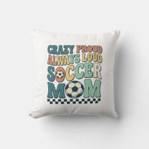 Vintage Soccer Mom Proud Loud Shirt Design_1 Throw Pillow