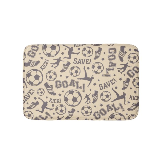 Vintage Soccer Pattern Bath Mat (Front)