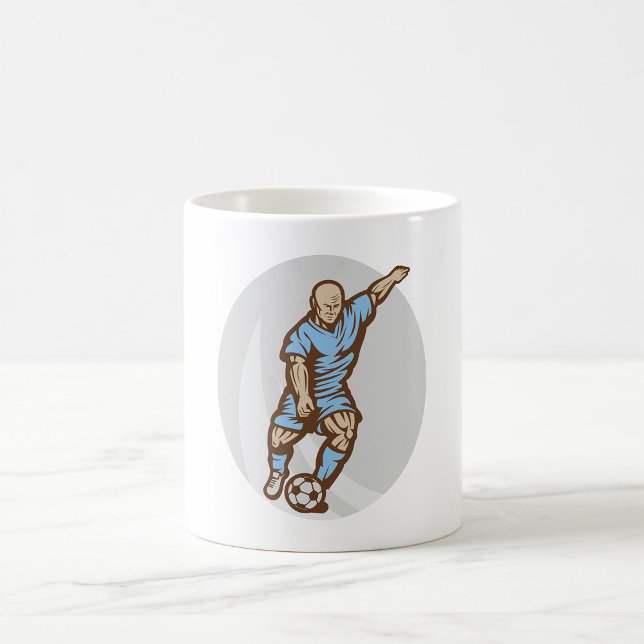 Vintage Soccer Player Illustration Retro Football  Coffee Mug (Creator Uploaded)
