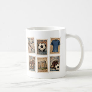 Vintage Soccer Stamps Football Collection Coffee Mug