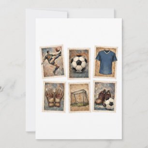 Vintage Soccer Stamps Football Collection Invitation