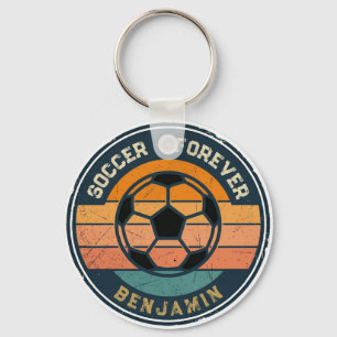Vintage Soccer Sunset With Custom Fan Name Keychain