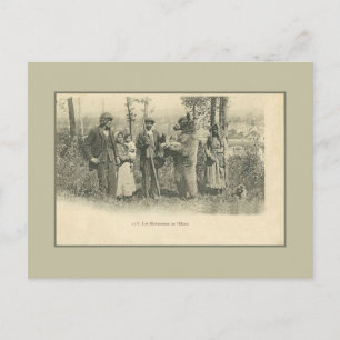 Vintage social history gipsies and a bear postcard