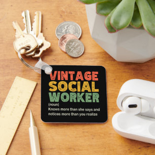 Vintage Social Worker Coworker Funny Social Worker Keychain