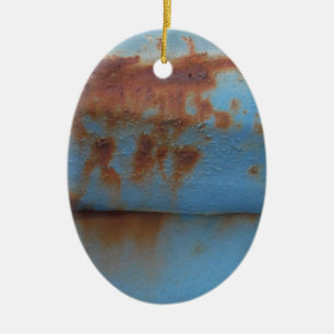Vintage soft blue rusted ceramic ornament