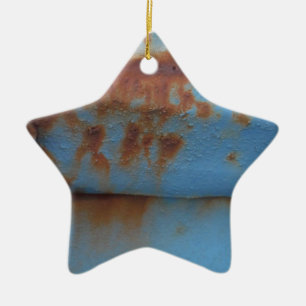 Vintage soft blue rusted ceramic ornament
