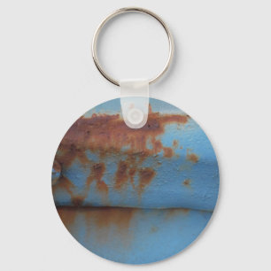 Vintage soft blue rusted keychain