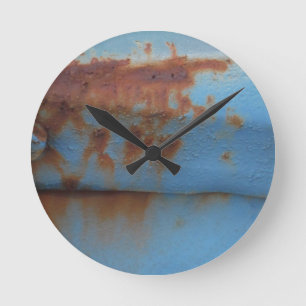 Vintage soft blue rusted round clock