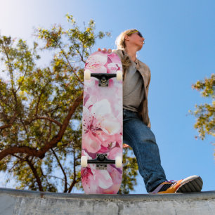 Vintage Soft Pink Petal Blossom Skateboard