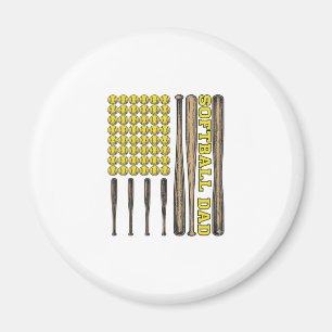 Vintage Softball Dad Bat And Ball Vector Shirt Des Magnet