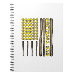 Vintage Softball Dad Bat And Ball Vector Shirt Des Notebook