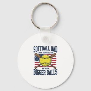 Vintage Softball Dad Bigger Balls Shirt Design_1 Keychain
