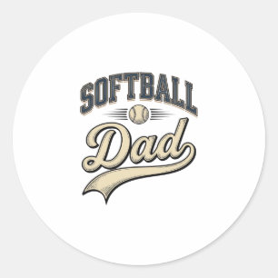 Vintage Softball Dad Sports Father Shirt Design (2 Classic Round Sticker