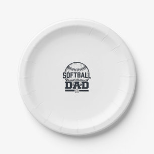 Vintage Softball Dad Vector T-Shirt Design_1 Paper Plate
