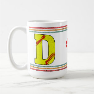 Vintage Softball Letter D Retro Birthday Athlete Coffee Mug